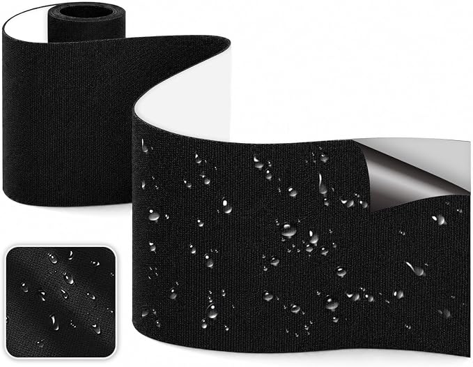 Canvas Fabric Repair Tape, 3.9"x63" Heavy Duty Waterproof Self-Adhesive Fabric Repair Patch for Sofa, Tent, Boat Covers, Chairs, Awning & Camping Outdoor Gear, Black