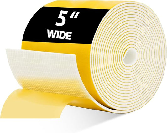 DEMEDO Pipe Insulation Tape, Pipe Wrap Insulation Foam Tape Self Adhesive, Outdoor Water Pipe Insulation Roll for HVAC, AC Line Insulation, 5 inch x 16.5 FT Heat Tape for Water Pipe, White