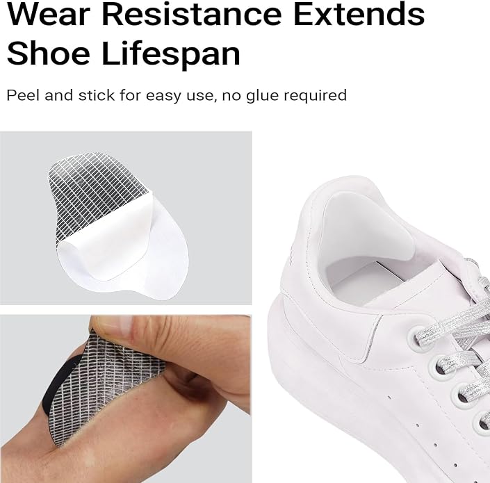 16-Piece Shoe Heel Repair Patches - Multi-Color Self-Adhesive Microfiber Leather Patch for Sneakers,Work Boots & Hiking Shoes,Prevents Wear on Shoe Toe & Heels While Repairing Holes
