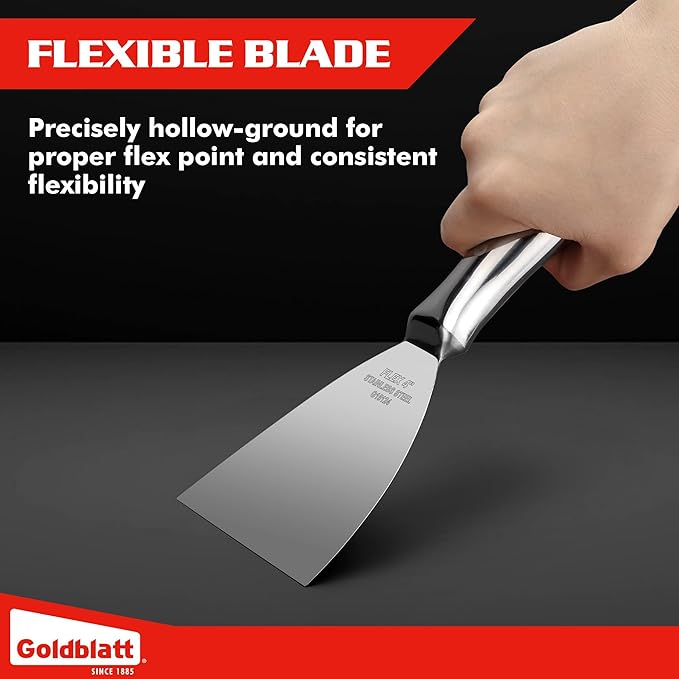 Goldblatt 3-Pack Putty Knife Set(4",5",6"), One-Piece Paint Scraper Tool, All Stainless Steel Joint Knife, Flexible Blade, Seamless Design, Ergonomic Grip - for Drywall Repairing, Finishing, Scraping