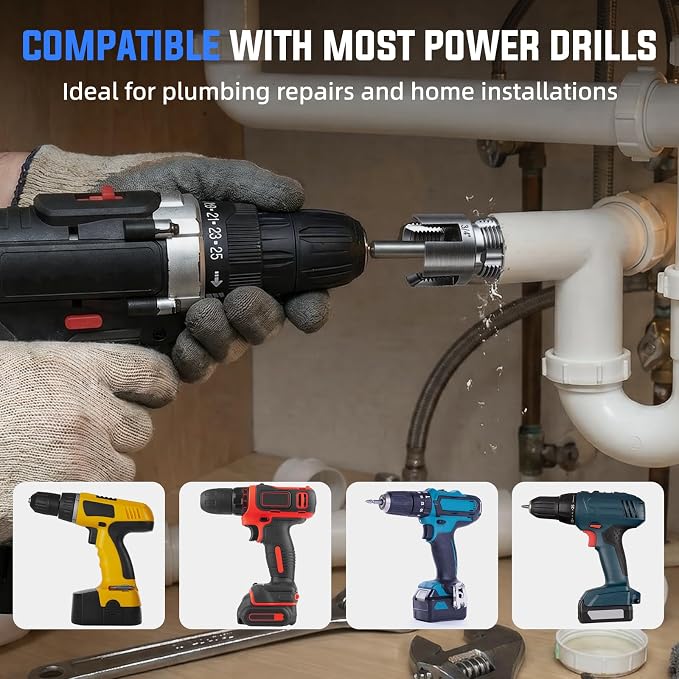 Valkynos 2PCS Internal & External Pipe Threading Tool, 1/2'' 3/4'' PVC Pipe Threader Kit with Storage Case, Heavy-Duty Alloy Steel, Electric Drill Compatible for Plumbing and Home Repair