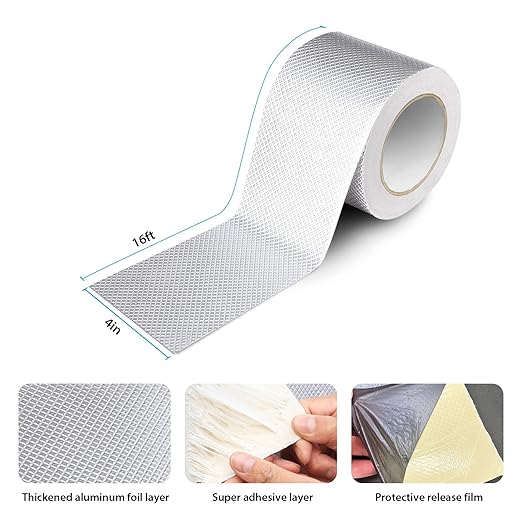 Super Waterproof Butyl Tape 4 Inch, 4" x 16ft Super Sticky Aluminum Foil Tape Leakproof Sealant Tape for Metal Roofing, RV Roof Repair, Gutter Leak, Boat, Pipe, Window & Glass Sealing