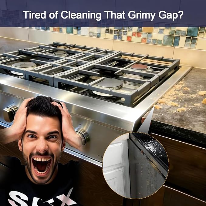 Stove Gap Covers Stainless Steel, Retractable Stove & Counter Gap Filler (13.8''–27.5''), Width 1'', Heat Resistant Metal Guard Between Stove and Countertop, Black
