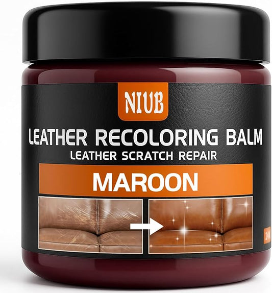 Leather Recoloring Balm Leather Color Restorer Scratch Repair Leather Paint for Furniture Couches Leather Dye and Scratched Leather, Maroon