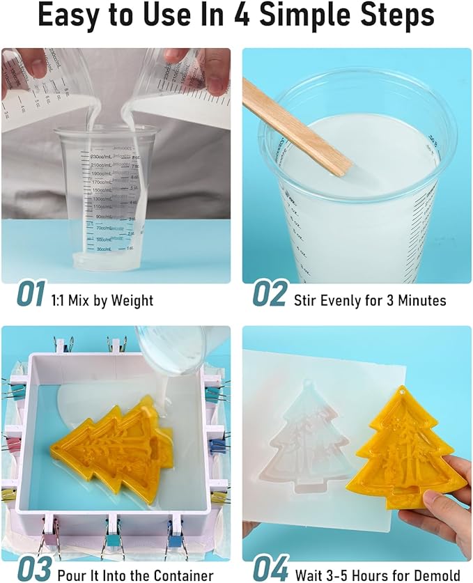 Nicpro 250oz Silicone Mold Making Kit, 15A Platinum Liquid Silicones Rubber, Flexible Silicone Molds Maker Mix Ratio 1:1 for Casting 3D Resins Candle Soap Molds DIY with Gloves, Sticks, Mixing Cups