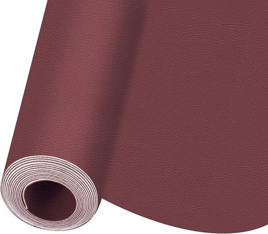 Self Adhesive Leather Repair Patch, Leather Patches for Furniture, Leather Repair Tape for Couch Sofa Car Seat Chair Furniture Repair, Leather Repair Kit (Dark Red-Litchi Grain, 17X79 Inch)
