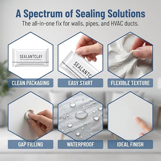 4Pack Waterproof Sealing Putty for Home Repairs – Flexible Moldable Clay for Pipe Gaps, Wall Openings, AC Sealing, Durable Leak Protection