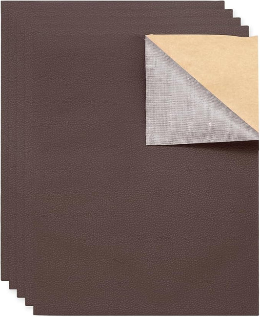 MECCANIXITY 3 Pcs Leather Repair Patch 10"x12" Self-Adhesive Leather Vinyl Repair Tape Kit for Furniture Couches Sofa Chair Car Boat Seats Jackets, Dark Brown