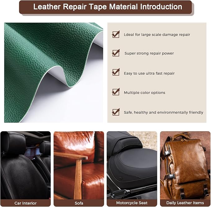 JDLUGH Sofa Leather Repair Patch Tape, Large Self Adhesive Couch, Car Seat, Office Chair, Leather Furniture, Vinyl Repair Patch Kit for Furniture(15x60 Inch, Dark Grey)