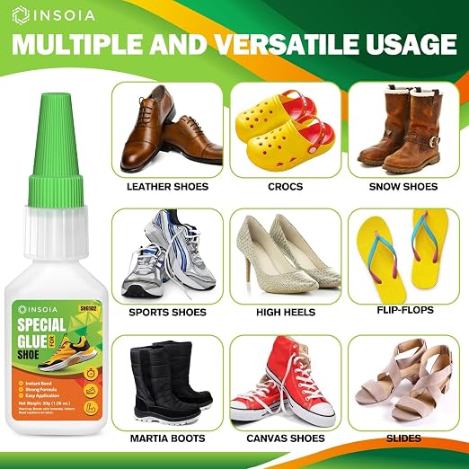Shoe Glue, 30g Clear Super Glue for Shoe Repair Quick Fix Shoe Adhesive Waterproof Strong Crazy Instant Glue for Bonding Shoe Sole, Boots, Sandals, Sneakers, Leather & Other Footwear Items