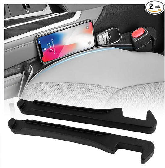 3 in 1 Car Seat Gap Filler Organizer,2PCS Multifunctional Car Seat Gap Plug with Storage Slot & Hook Function,Anti-Drop Cars Gaps Seats Filler Cars Clutter Catcher for SUVs Trucks (Black)