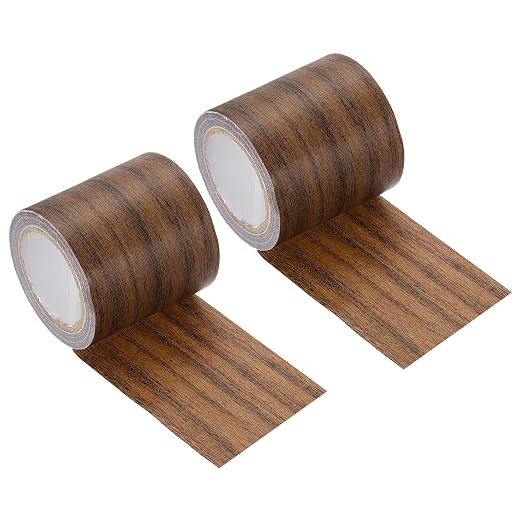 uxcell 2 Pcs Wood Grain Repair Tape, 2.2" x 15ft Self Adhesive Wood Grain Colored Duct Tape Waterproof Repair Patch for Furniture Floor Scratch Fix, Baseboards, DIY Decor, Dark Brown