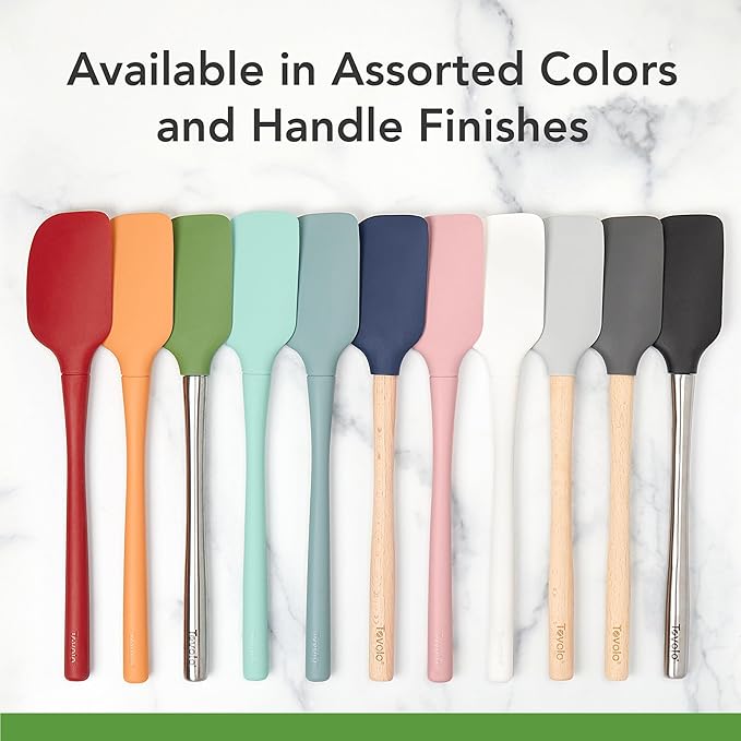 Tovolo Flex Core Mini Silicone Spatula Spoonula Set of 2 for Cast Iron Non Stick Cooking & Baking, Dishwasher Safe Spatula & Spoonula All Silicone Heat Resistant BPA Free Kitchen Utensil, Blue Slate