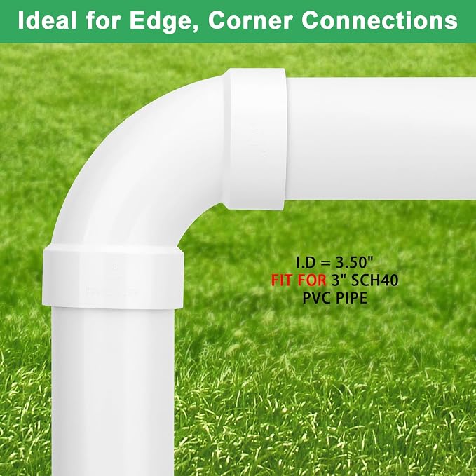 3" PVC DWV Sanitary 90-Degree Elbow (Socket x Socket) White SCH40 3" PVC DWV 90° Elbow Pipe Fittings Connectors for Drain, Waste, Vent