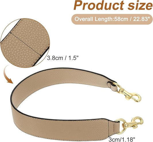 uxcell 22.83 Inch PU Leather Short Bag Strap with Clasp, Purse Handles Handbags Replacement Straps for Clutch Bag Crossbody Underarm Bags, Tawny, Light Gold Buckle