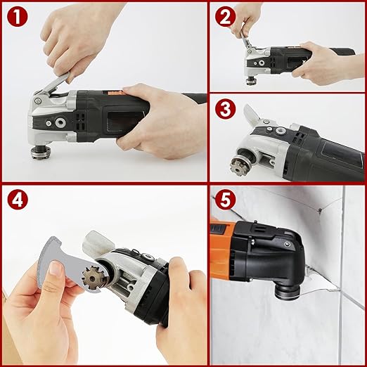 7PCS Diamond Oscillating Tool Blades Set, Grout Removal Blade Kit for Tile Mortar Concrete Masonry, Fits DeWalt Milwaukee Ryobi Rockwell Fein Ridgide Multi Tool Blade with 3 Adapters