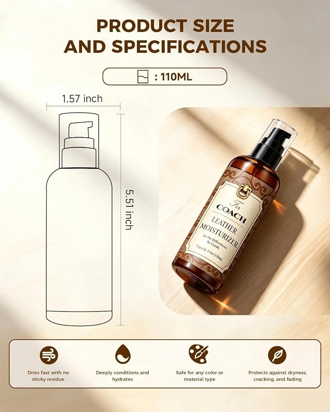 Leather Moisturizer Conditioner Kit for Coach, Deep Nourishing Care for Coach Handbags, Prevent Dryness and Cracking, for Wallets, Purses and Other Luxury Bags