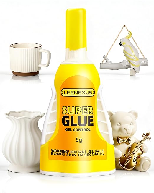 Super Glue for Ceramic – 5g Gel CA Adhesive | Heavy Duty Instant Bond, Waterproof Clear Repair for Porcelain, Pottery, China, Stoneware, Clay & More