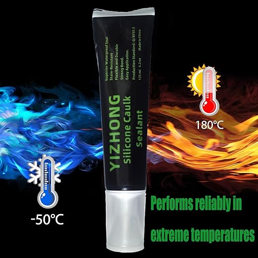 YIZHONG Silicone Sealant Caulk, 4.2 oz Tube for Bathroom & Kitchen, Easy Squeeze & Smooth Application, Low Odor (Clear-4 oz)