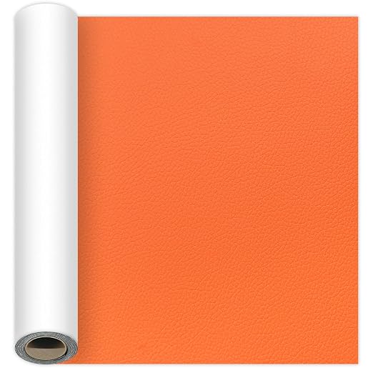 Orange Leather Repair Tape, 15.7×47 Inch Self-Adhesive Leather Repair Patch for Couch, 1 Roll Vinyl Leather Repair Kit Leather Patches for Handbags, Car Seat, Office Chairs