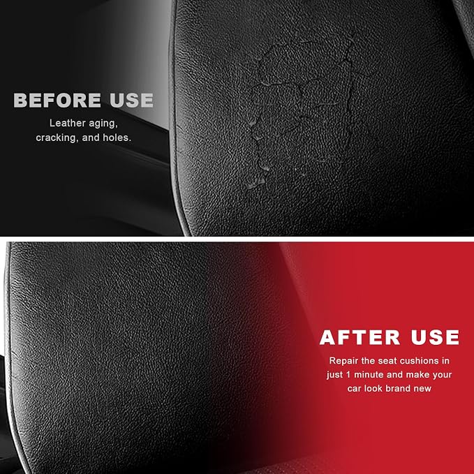 2 PCS Leather Repair Patch Tape, 4 x 8 Inch Self-Adhesive PU Vinyl Repair Patch Kit, Universal Waterproof DIY Leather Repair Tape for Car Seat Furniture Couch Chair (Black)