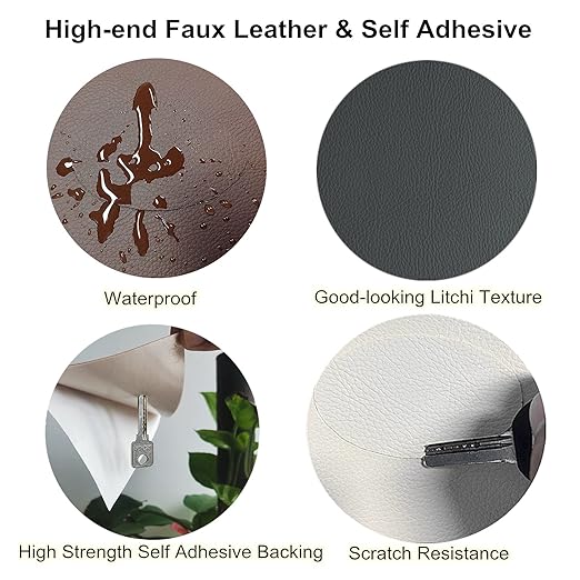 ILOFRI Leather Repair Patch 8x11 inch 2 Pcs, Durable Self Adhesive Vinyl and Leather Repair Kit for Couch, Car Seats, Boat Seat, Furniture, Upholstery, Auto Interior, Sofa, Chair - Ivory