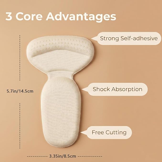 Heel Pads for Shoes Too Big: Self-Adhesive Shoe Filler for Loose Heels - Stop Slipping & Rubbing - Anti-Blister Cushion for Leather Shoes High Heels Women