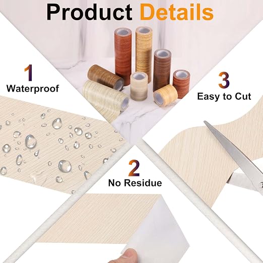 PATIKIL Wood Grain Tape 4.7" x 32 ft, Self-Adhesive Wood Texture Repair Tape Realistic Wooden Effect Patch for Furniture Cabinets Floor Walls, Poplar Wood