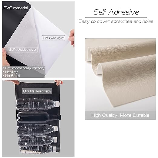 Leather Repair Patch 36X158 inch Large Self-Adhesive Leather Repair Tape, Reupholster Leather Patches for Furniture Couch Chairs Car Seat (Beige, 36x158 inch)