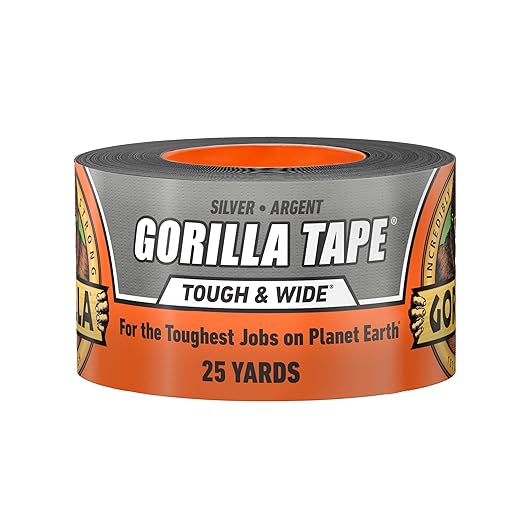 Gorilla Tape Tough & Wide, Silver Tape, 2.88" x 25 yd (Pack of 1) - Heavy Duty and Weather Resistant for Indoor or Outdoor
