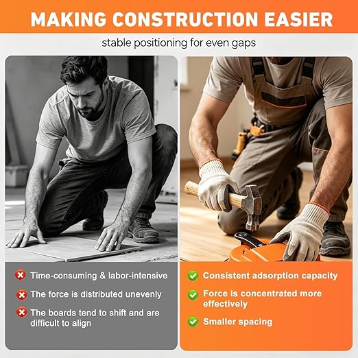 Floor Gap Fixer Tool, Heavy Duty Floor Gap Fixer Tool, Enhanced Vacuum Suction Cup, Professional Grade Gap Closer for Laminate, Wood, Vinyl & Tile Flooring (Black)