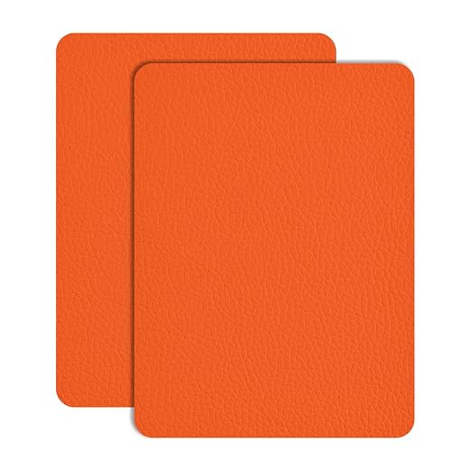 Leather Repair Patch Tape 8×12 inch 2 pcs Furniture Leather Strong Self Adhesive Tape for Sofas Couch Car Seats Cabinets Bags Anti Scratch Patches First Aid Patch Fixing Leather Orange