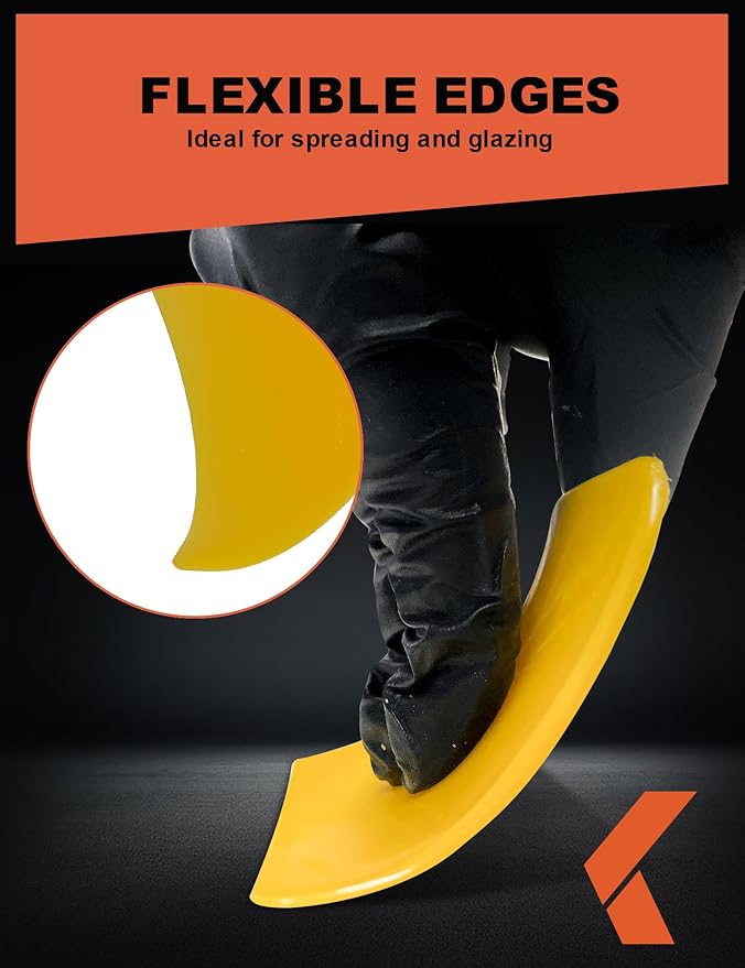 KREFINISH Body Filler Spreaders (Pack of 100) - 5" Yellow Reusable Plastic Spreader for Automotive Fillers, Putties, Glazes, Caulks and Paint