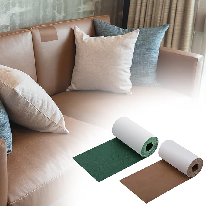 JDLUGH Sofa Leather Repair Patch Tape 3.5x60 Inch Self Adhesive Couch, Car Seat, Office Chair, Leather Furniture, Vinyl Repair Patch Kit for Furniture(3.5x60 Inch, Brown)