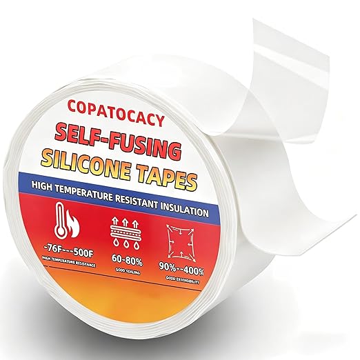 Self-Fusing Silicone Tape 1" x 33' x 20mil – Waterproof Emergency Repair Tape for Radiator Hoses, Pipes & Electrical Wiring – Heat Resistant, Insulating, Chemical Resistant, No Residue, White