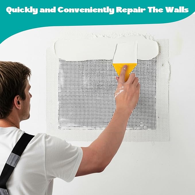 3Pcs Drywall Repair Kit Large Hole, 12 x 12in Self-Adhesive Drywall Patch Kit with Sandpapers & Scrapers, Wall Repair Patches for Big Holes & Cracks, Quick Fix for Ceiling Bathroom Wall Damage