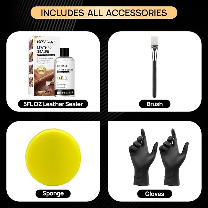 Leather Sealer Scratch-Resistant Leather Finisher, 5fl oz Leather Sealant & Protector Finisher for Dye, Paint，Durable Flexible Urethane Clear Coat for Leather Furniture, Shoes, Bags, Jackets