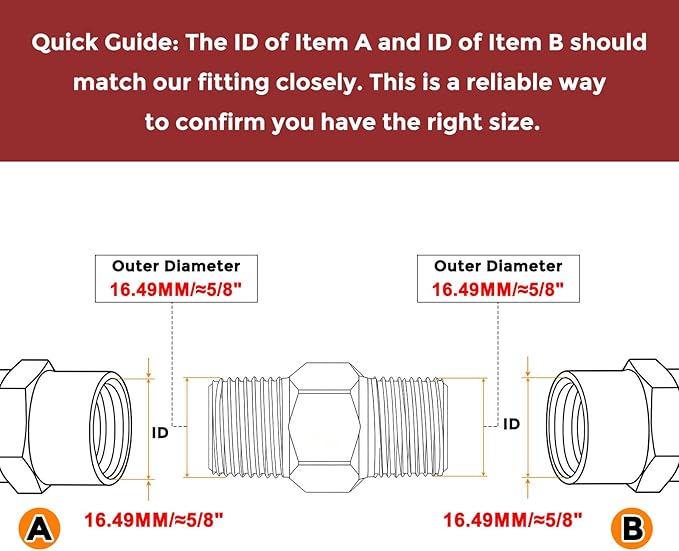 Pack of 6, 3/8" NPT Male to 3/8" NPT Male Solid Brass Hex Nipple Hose Connectors, Male Pipe Adapter for Pipe Leak Repair, Bathroom Remodeling, Tool Extensions, Compression