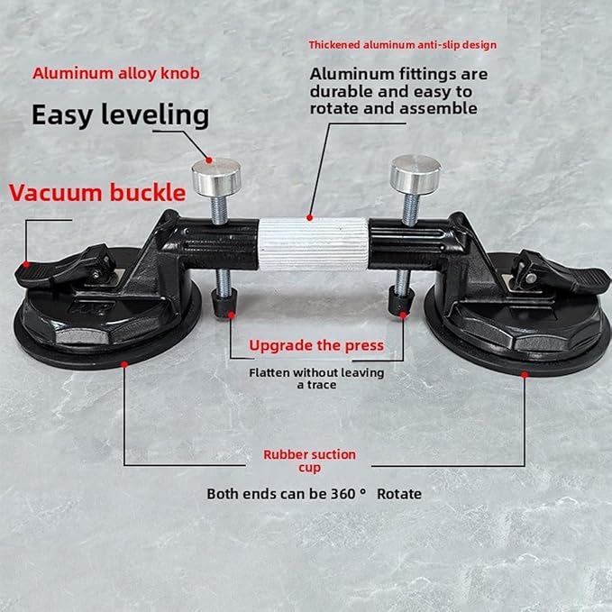 Laminate Floor Gap Fixer Tool - Professional Countertop Alignment Clamps with Adjustable Vacuum Suction - Seam Setter & Gap Repair Tool for Granite, Marble, Stone Slab & Glass (Black)