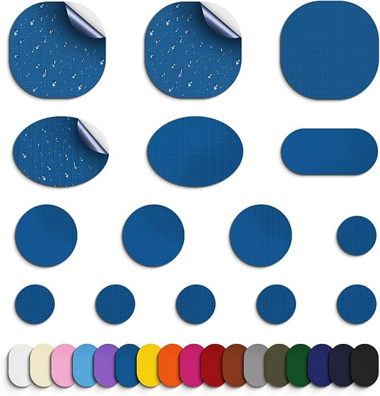 Self-Adhesive Nylon Patches Tent Repair Kit – Outdoor Gear Tenacious Repair Tape, Waterproof Fabric Patches for Clothes, Tent, Down Jacket, Backpack (45pcs, Sky Blue
