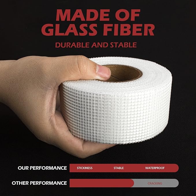 NEZUIBAN 6Pcs - Drywall Joint Tape,Fiberglass Mesh Tape for Drywall Repair,1.97-Iinch by 150 Feet Single Roll Self-Adhesive Drywall Mesh Patch for Wall,Sheetrock,Ceiling Crack Repair