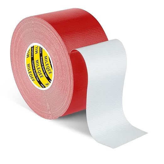 Duct Tape Heavy Duty Single Sided, Strong Adhesive High Strength, Waterproof Mesh Tape for Indoor and Outdoor Repairing Sealing Bonding, Easy Use Hand Tearable, 1.57 Inch x 66 Feet, Red