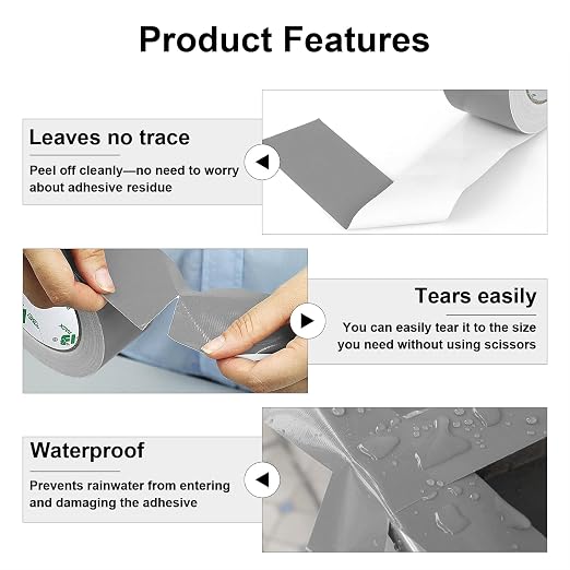 BOMEI PACK Silver Duct Tape Bulk, 4 Inch x 50 Yds Heavy Duty, Strong No Residue All-Weather Tape, Tear by Hand, Multi-Use for Indoor