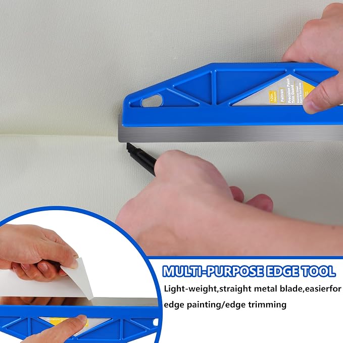 12-Inch Paint Edger & Trim Guard | Stainless Steel Straight Edge Tool | Painters Tape Alternative | Creates Crisp, Clean Pro-Grade Lines on Walls & Ceilings(Blue)