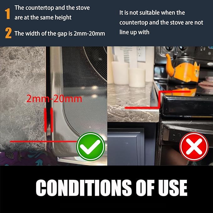 SEVCHY Silicone Stove Gap Covers (2 pack), Oven Gap Filler, Heat Resistant Stove Gap Filler, Seal Gap between Stovetop and Counter, Easy Clean (21 inch, Clear)