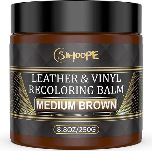 2025 New Advanced Leather Recoloring Balm,Medium Brown Leather Repair Kit for Furniture,Leather Dye Filler,Leather Color Restorer for Couches,Leather Scratch Remover for Car Interior