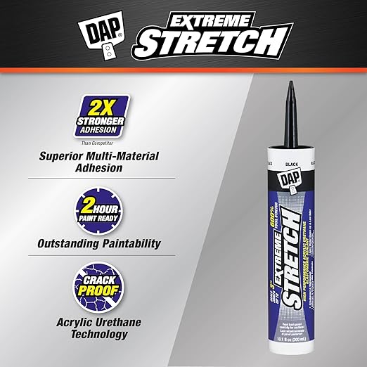 DAP 7079818713 Extreme Stretch Elastomeric Sealant, Black, 10 Ounces (Pack of 2)