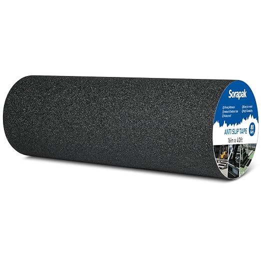 Extra Wide 16in x 40ft Black Anti Slip Tape, 80 Grit Waterproof Non Skid Grip Tape Roll for Ramps, Decks, Boat Decks, Warehouse Floors, Garages, Indoor & Outdoor Use