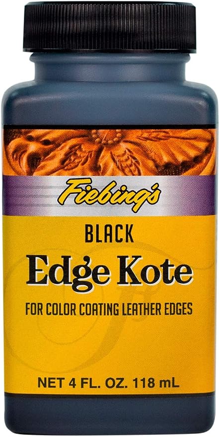 Fiebing's Edge Kote (4oz) - Black - Flexible, Water Resistant Coating for Leather Edges, Medium Gloss - for Color Coating and Protecting Edges of Leather Shoes, Crafts and Furniture