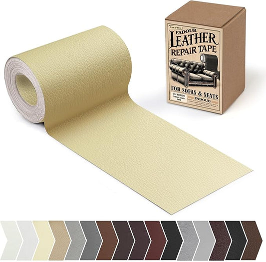 Fadoub Leather Repair Patch, 3 x 60In Self Adhesive Leather Repair Tape Kit for Furniture, Couch, Sofa, Office, Car Seats, Car Interior,Vinyl Repair Kit (Beige)